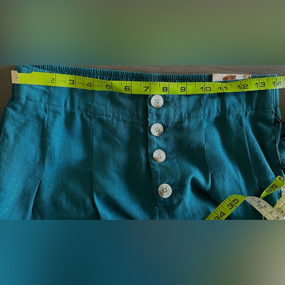 Sincerly Jules Wide Leg Pants Teal Blue Size Small Linen Blend NEW - Picture 10 of 12